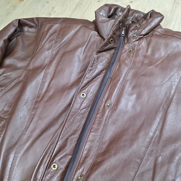 Eddie Bauer Vintage Women's Jacket Leather Winter Down-filled - Picture 5 of 13